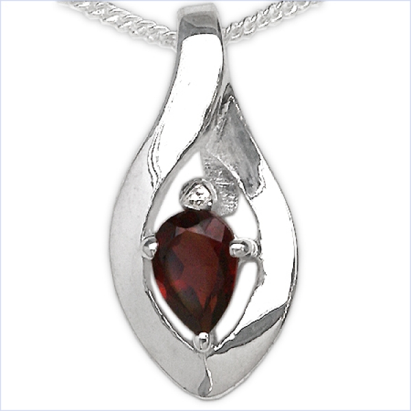 Edles Collier/Kette Granat Anhänger 925 Silber Rhodin.-0,45 Karat