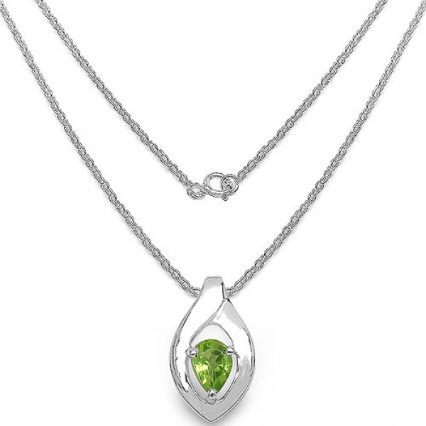 Edles Collier/Kette mit grünem Peridot-Anhänger -0,40 Karat