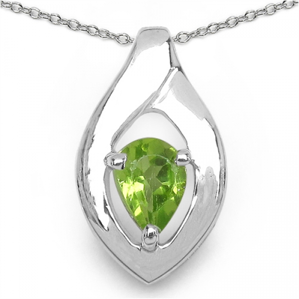 Edles Collier/Kette mit grünem Peridot-Anhänger -0,40 Karat