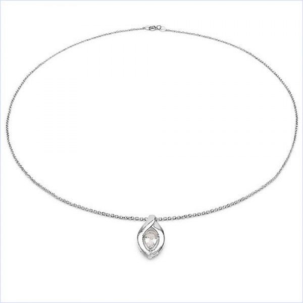 Collier/Kette mit Citrin-Anhänger 925 Silber Rhodiniert-0,40 Karat