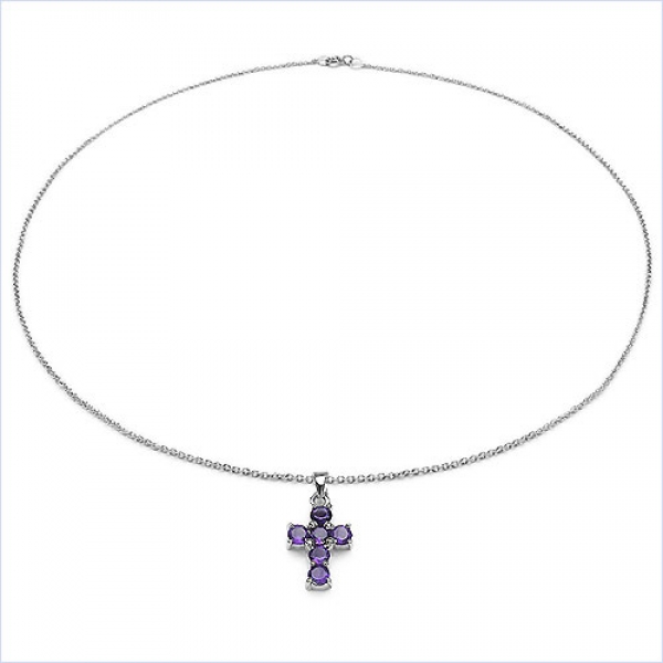 Collier/Kette Anhänger Granat-Kreuz-Anhänger-925-Silber-2,10 Karat