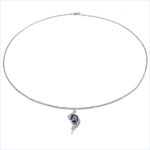 Collier/Kette m.Diamant-Amethyst in 925 Sterling Silber-Rhodiniert 1,81 Karat
