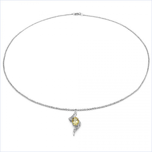 Collier/Kette mit Diamant-Citrin-Anhänger 925 Sterling Silber-1.81 Karat