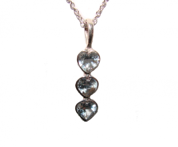 Collier/Kette m.Herz-Anhänger Blautopas-Silber-Rhodin.-1,50 Karat