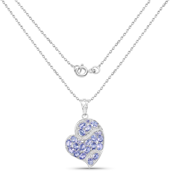 Edles Collier/Halskette mit echtem Tansanit/Weißtopas-Anhänger 3,39 Karat