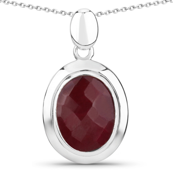 Collier/Kette-Anhänger echter ovaler Rubin-9,86 Karat-Sterling Silber Rhodiniert