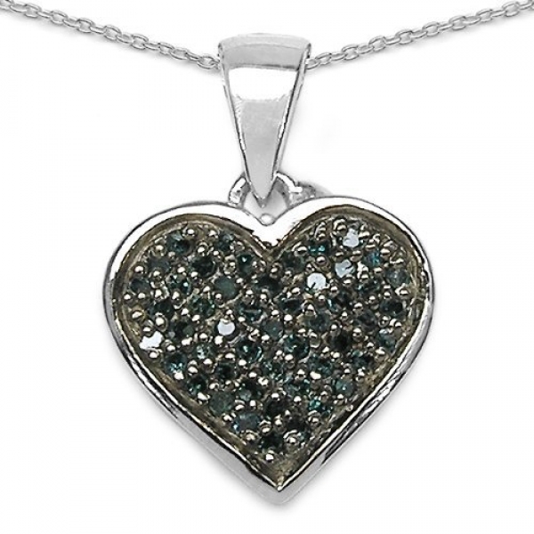 Collier/Herz-Anhänger 49 seltenen blauen Diamanten-0,25 Karat