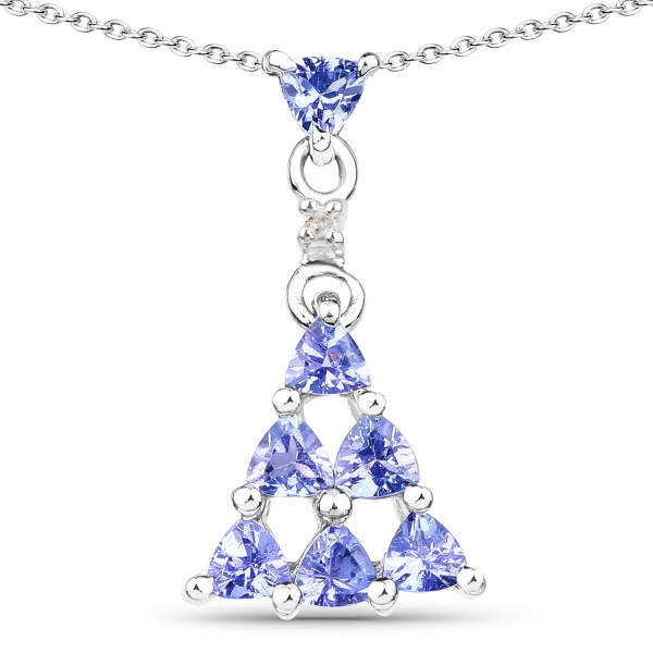 Collier/Halskette mit Diamant/Tansanit-Anhänger-0,71 Karat