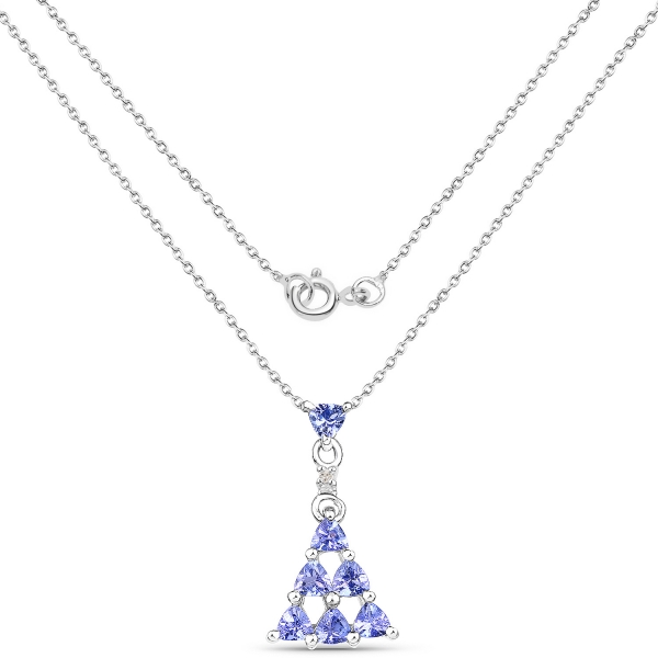 Collier/Halskette mit Diamant/Tansanit-Anhänger-0,71 Karat