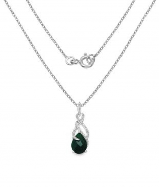 Collier/Kette mit großem Smaragd-Anhänger 925 Silber/Rhodiniert-7,48 Karat
