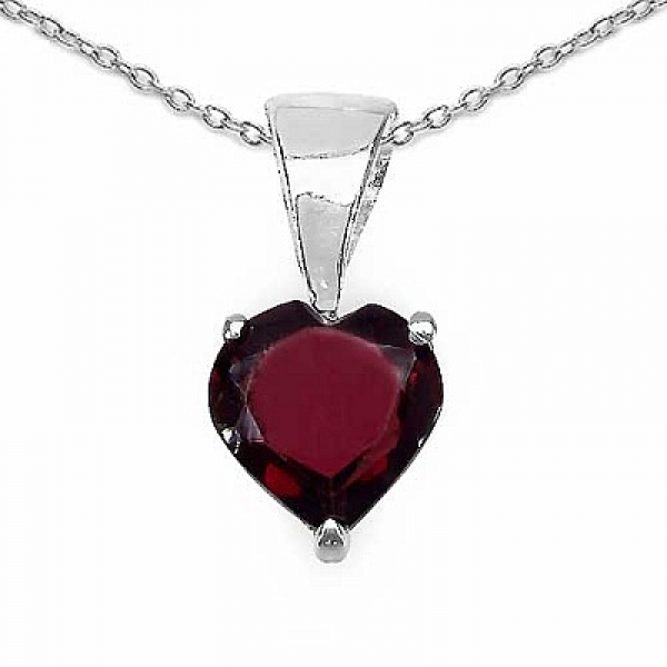 Granat-Herz-SET 4-teilig Silber-2,67 Karat