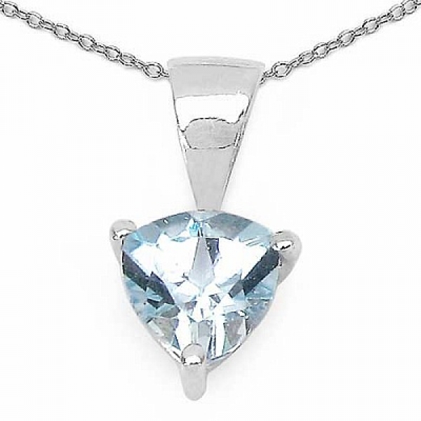 Blautopas-Trillion-Collier-925 Sterling-Silber-0,80 Karat
