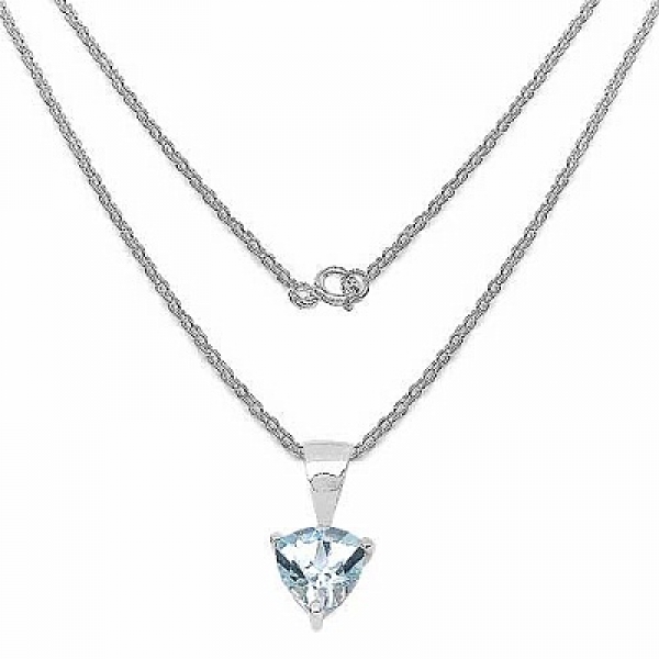 Blautopas-Trillion-Collier-925 Sterling-Silber-0,80 Karat