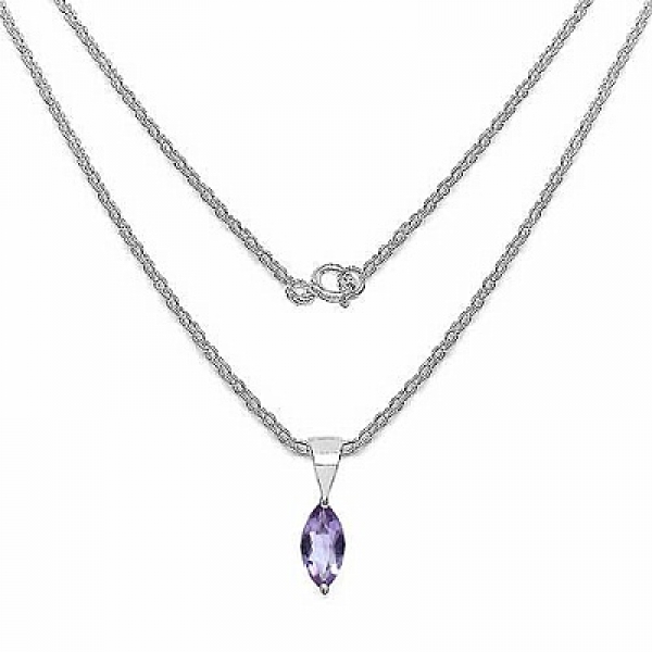 Marquise-Granat-Anhänger-Sterling Silber Rhodiniert-0,92 Karat