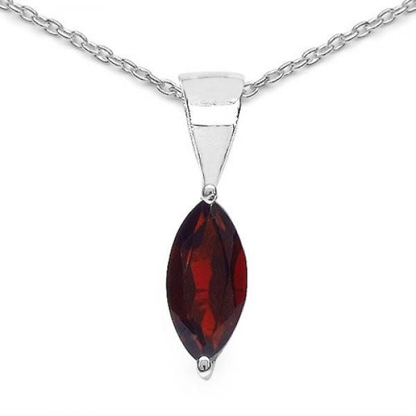 Marquise-Granat-Anhänger-Sterling Silber Rhodiniert-0,92 Karat