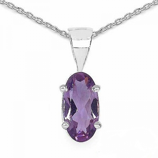 Amethyst-Schmuck-SET ovale Edelsteine-4-teilig Silber/Rhodiniert-7,28 Karat
