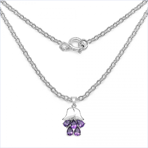 Collier/Kette mit Anhänger Amethyst-Blüte 2,00 Karat