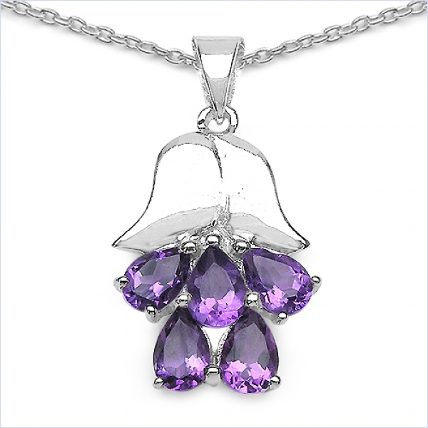 Collier/Kette mit Anhänger Amethyst-Blüte 2,00 Karat