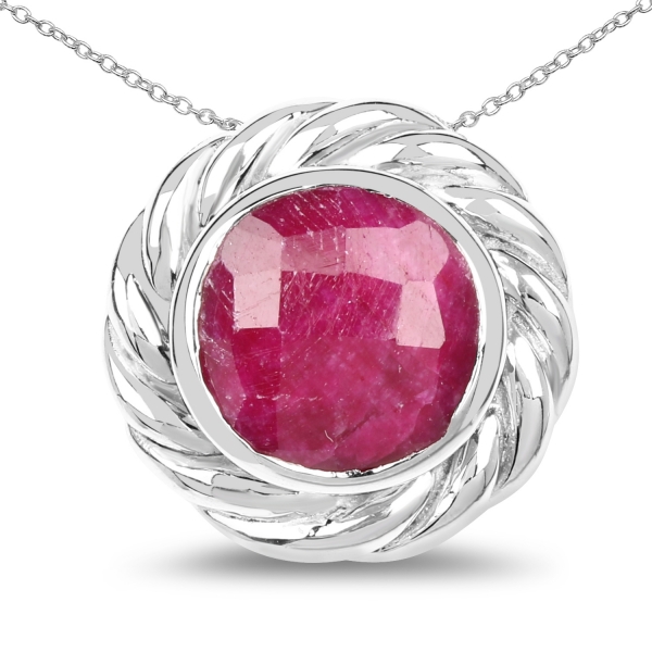Collier/Kette-Anhänger echter ovaler Rubin-2,50 Karat-Sterling Silber Rhodiniert