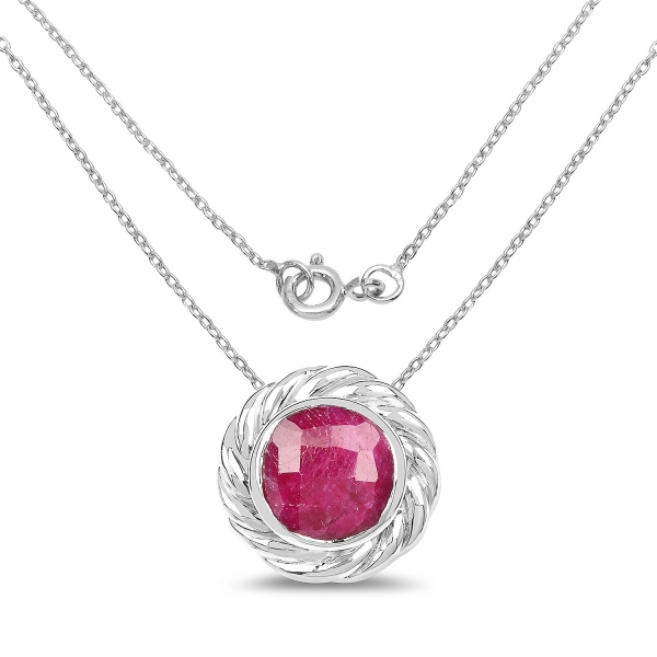 Collier/Kette-Anhänger echter ovaler Rubin-2,50 Karat-Sterling Silber Rhodiniert