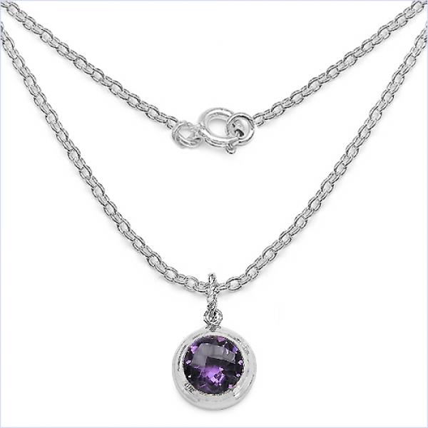 Collier/Kette Amethyst 925 Silber-Rhodiniert-8,67 Karat