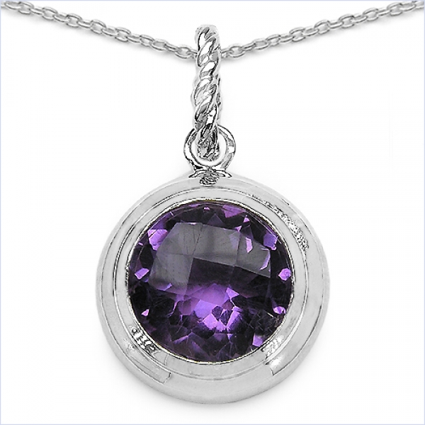 Collier/Kette Amethyst 925 Silber-Rhodiniert-8,67 Karat
