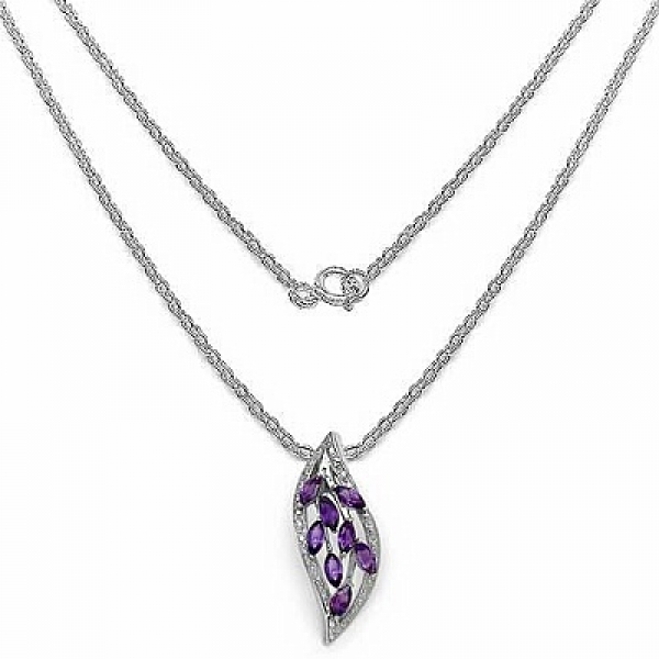 Collier/Kette Amethyst-Blatt-Anhänger Silber-1,20 Karat
