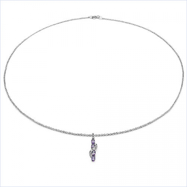 Collier/Kette mit Diamant/Amethyst-Anhänger 1,23 Karat