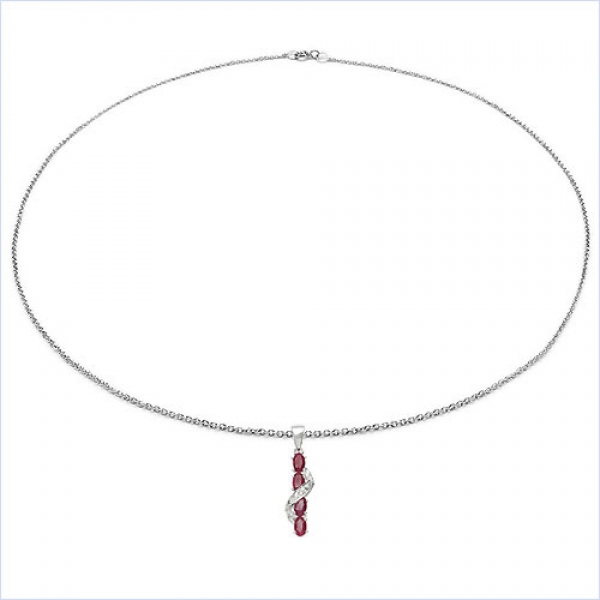 Collier/Kette mit Diamant/Rubin-Anhänger 1,41 Karat