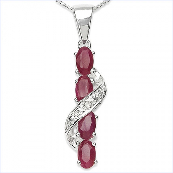Collier/Kette mit Diamant/Rubin-Anhänger 1,41 Karat