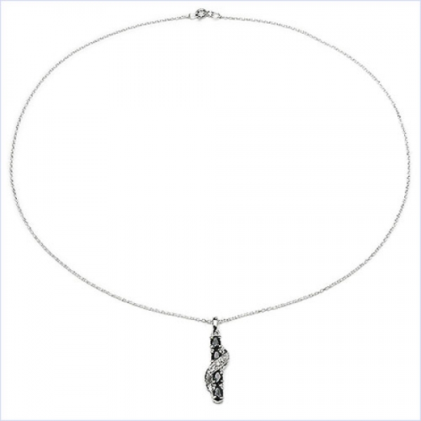 Collier/Kette m.Diamant/Schwarzer Saphir-Anhänger 1,41Karat