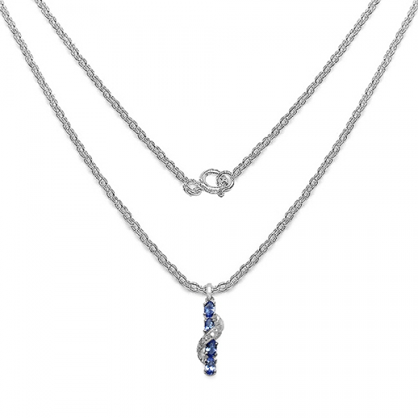 Collier/Kette mit Diamant/Tansanit-Anhänger 1,41 Karat