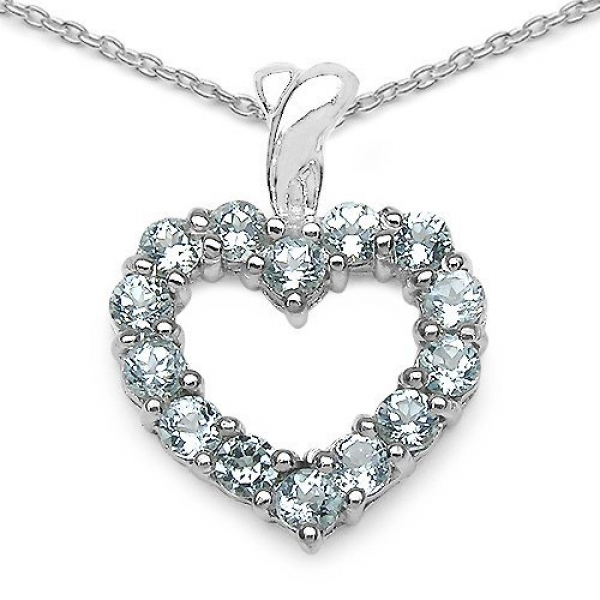 Collier/Kette Anhänger mit 14 Blautopas-925 Silber-Rhodiniert 1,00 Karat
