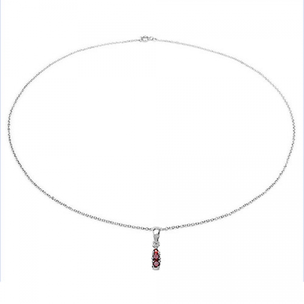 Collier/Halskette mit Granat Anhänger 925-Sterling-Silber-Rhod.