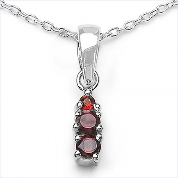 Collier/Halskette mit Granat Anhänger 925-Sterling-Silber-Rhod.