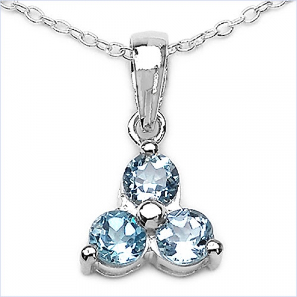 Collier/Kette mit Blautopas Blume-Anhänger 1,40 Karat