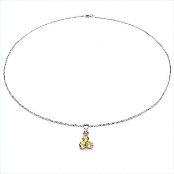 Collier/Halskette Citrin-Blume-Anhänger 925-Silber Rhod.-0,75 Karat