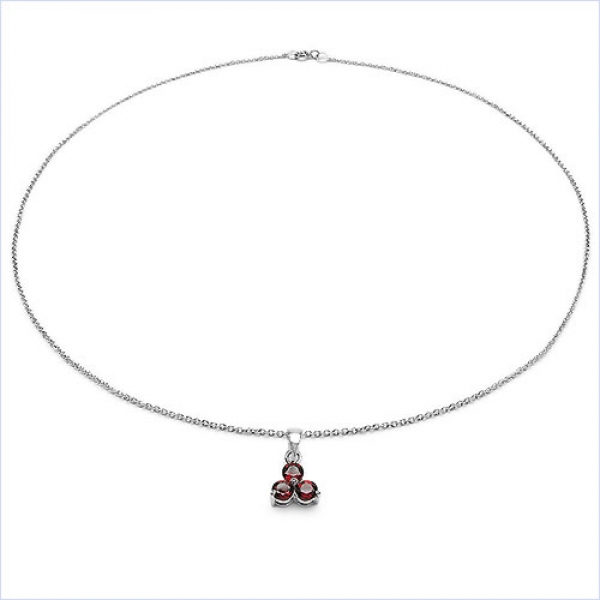Collier/Kette m.Granat Blume-Anhänger 925 Silber 1,40 Karat