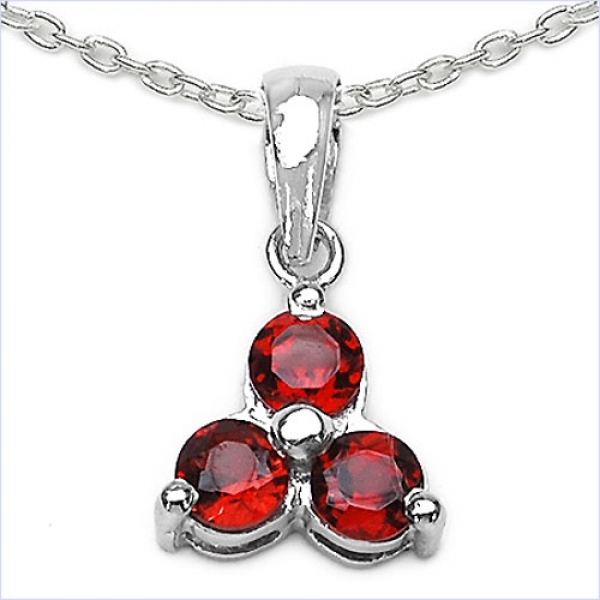 Collier/Kette m.Granat Blume-Anhänger 925 Silber 1,40 Karat