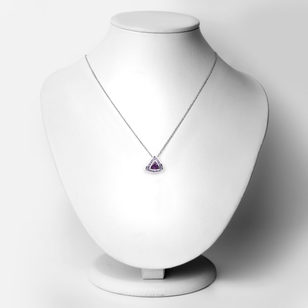 Collier/Halskette Amethyst/Tansanit/Diamant-Anhänger-1,51 Karat-17 Edelsteine