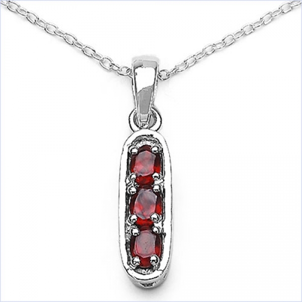 Collier/Kette Anhänger mit Granat 925 Silber-Rhodiniert-0,75 Karat