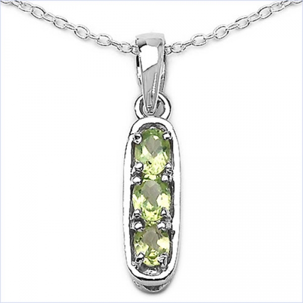 Collier/Kette Peridot-Anhänger-925 Silber-Rhodiniert 0,60 Karat