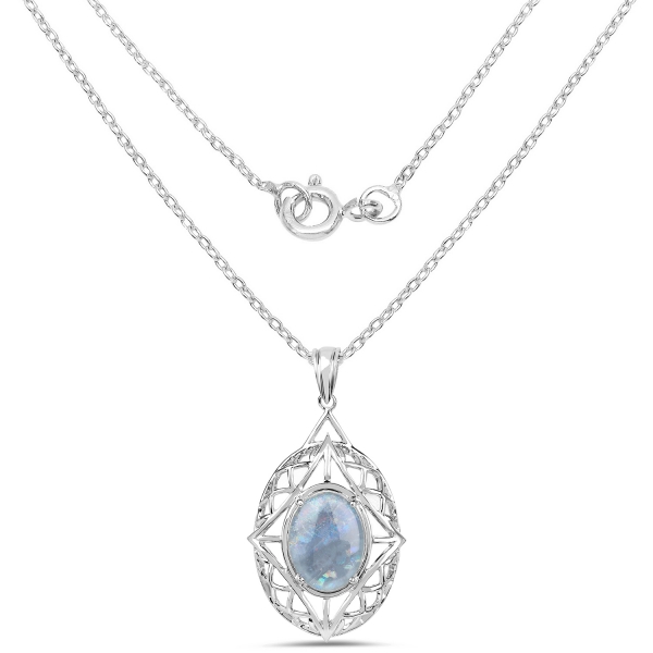 Collier/Kette mit großem Pinfire-Opal/Welo-Opal-Anhänger-4,85 Karat