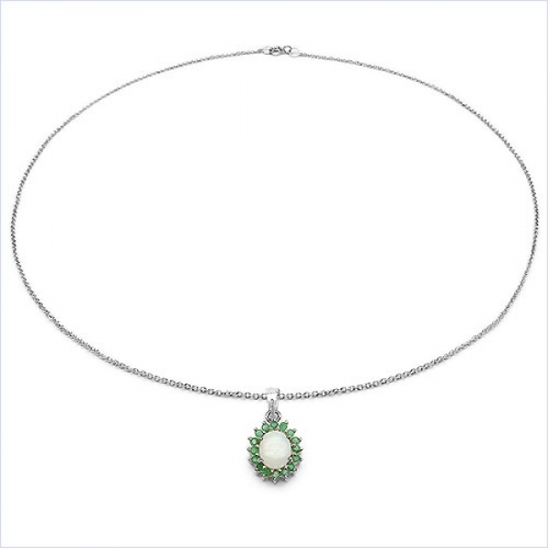 Collier/Halskette mit Rubin/Opal-Anhänger-925Silb.Rhodiniert-2,45 Karat
