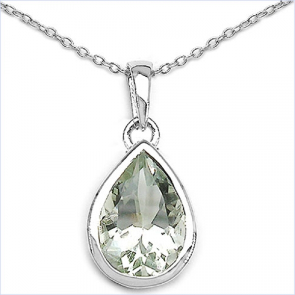 Collier/Kette großem,grünem Amethyst Tropfen-4,15 Karat