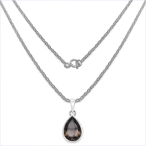 Collier/Kette mit großem Smoky-Topas/Rauchquarz-Tropfen-Anhänger 5,50 Karat