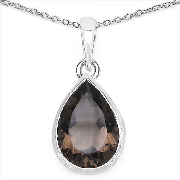 Collier/Kette mit großem Smoky-Topas/Rauchquarz-Tropfen-Anhänger 5,50 Karat