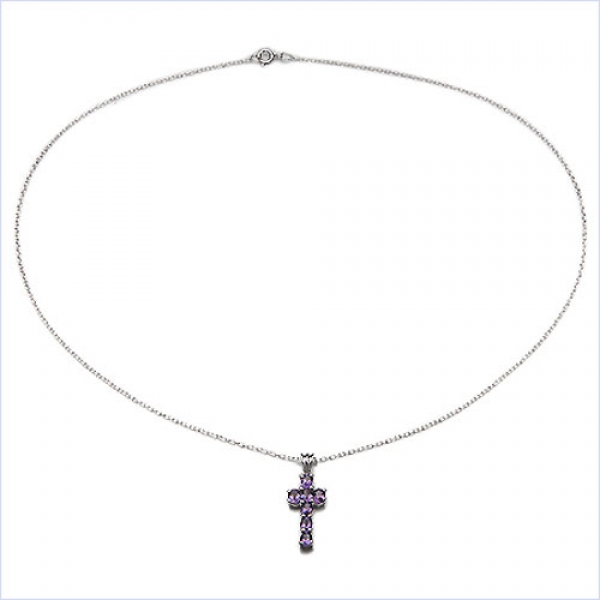 Collier/Kette Anhänger Amethyst-Kreuz-Silber 1,40 Karat