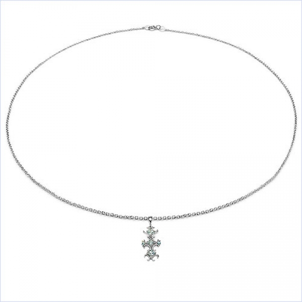 Collier/ Halskette mit Diamant/Amethyst-Anhänger in 925 Silber Rhodiniert