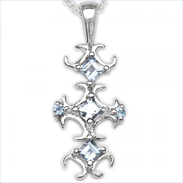 Collier/ Halskette mit Blautopas-Anhänger in 925 Silber